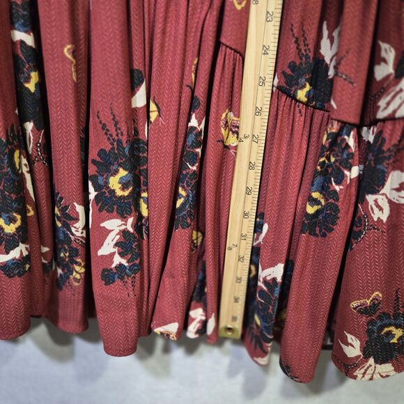 Free People All I Got Retro Floral Maxi Dress Boho Flowy Ruffle Tiered Plunge 6 - Picture 5 of 16